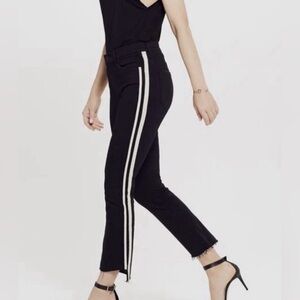 MOTHER Black Insider Crop Step Fray Jeans